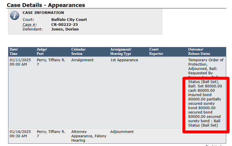 Screenshot of court record.