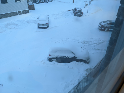 Snow scene in the parking lot